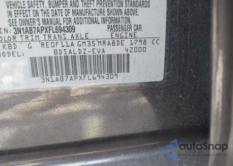 2015 Nissan Sentra Sv z USA, uszkodzony, nr VIN 3N1AB7APXFL694309